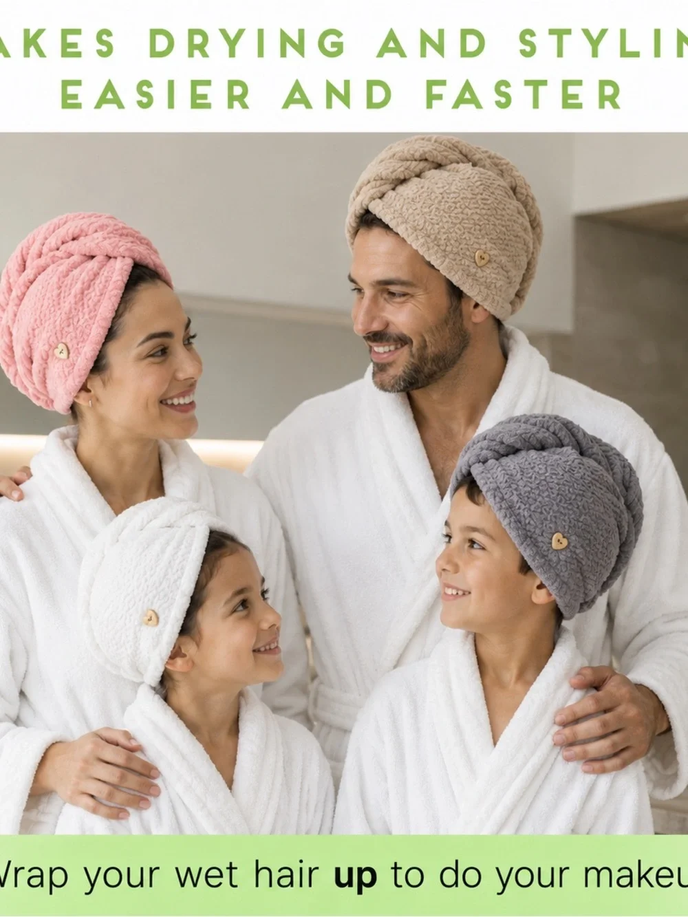 Set Of 4 HAIR Bath Towel(  White Pink Beige Gray White )Long Hair Towel Unisex